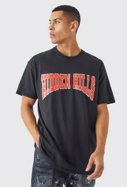 Oversized Varsity Hidden Hills T-shirt Black