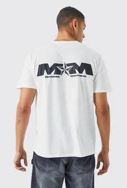 White Oversized Moto Man Print T-shirt