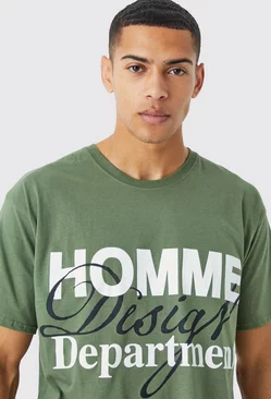 Khaki Oversized Homme Design Printed T-shirt