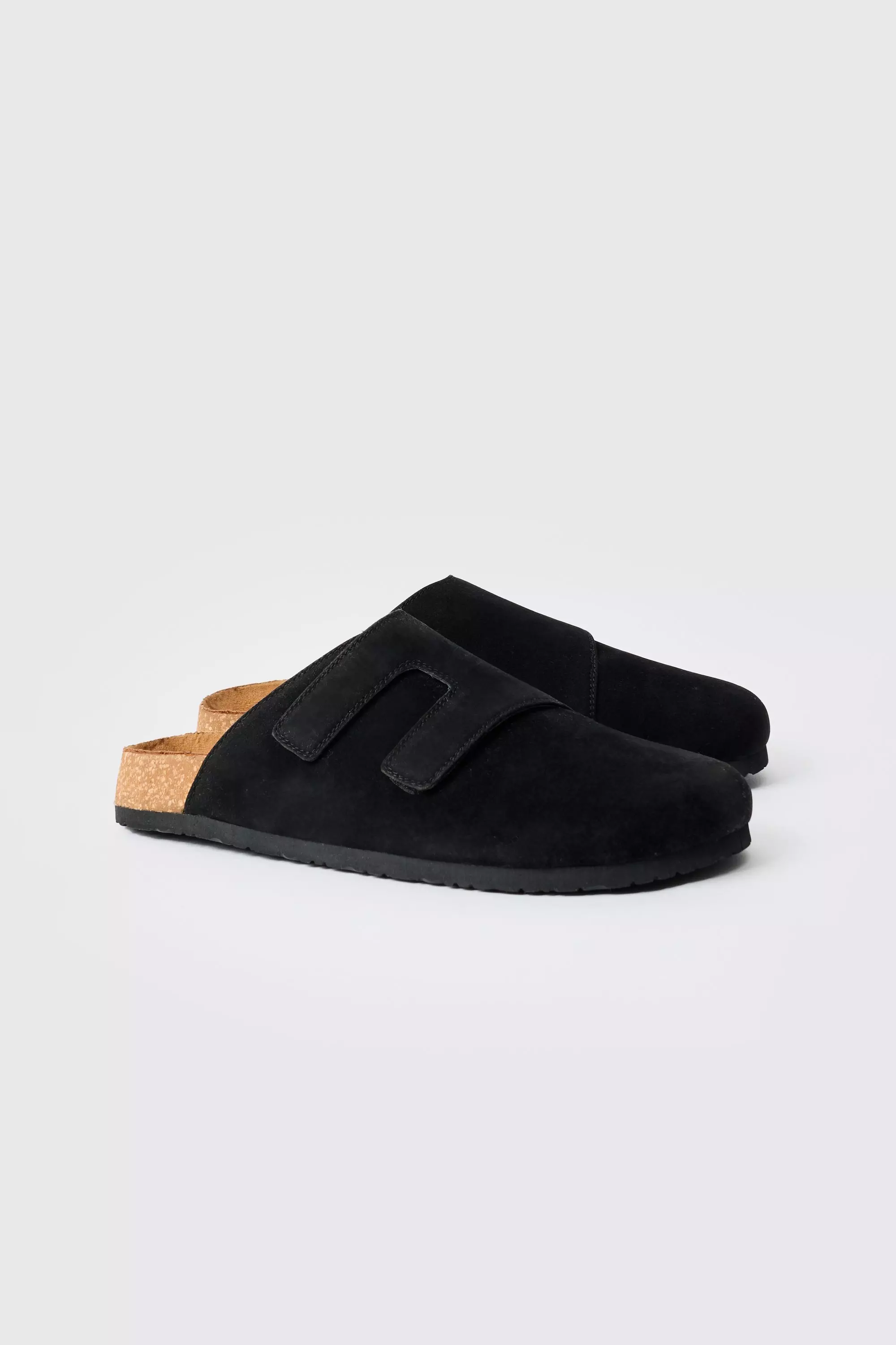 Faux Suede Cross Over Strap Mule In Black Black