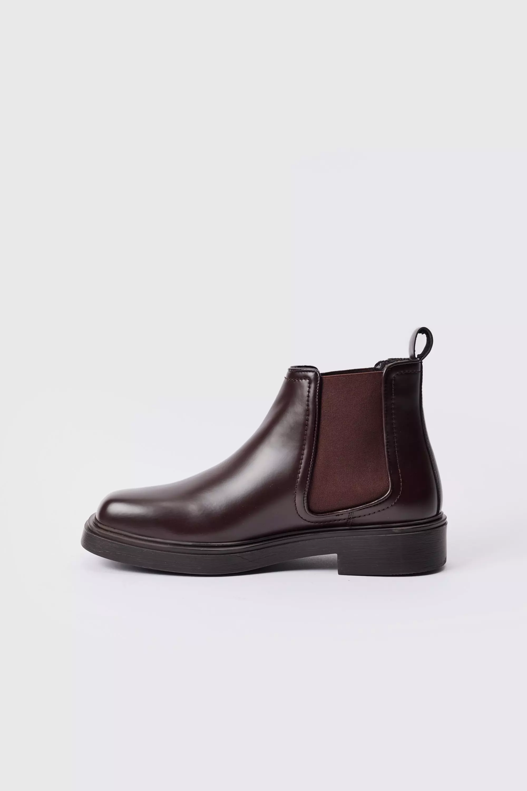 PU Square Toe Chelsea Boot In Brown boohooMAN USA