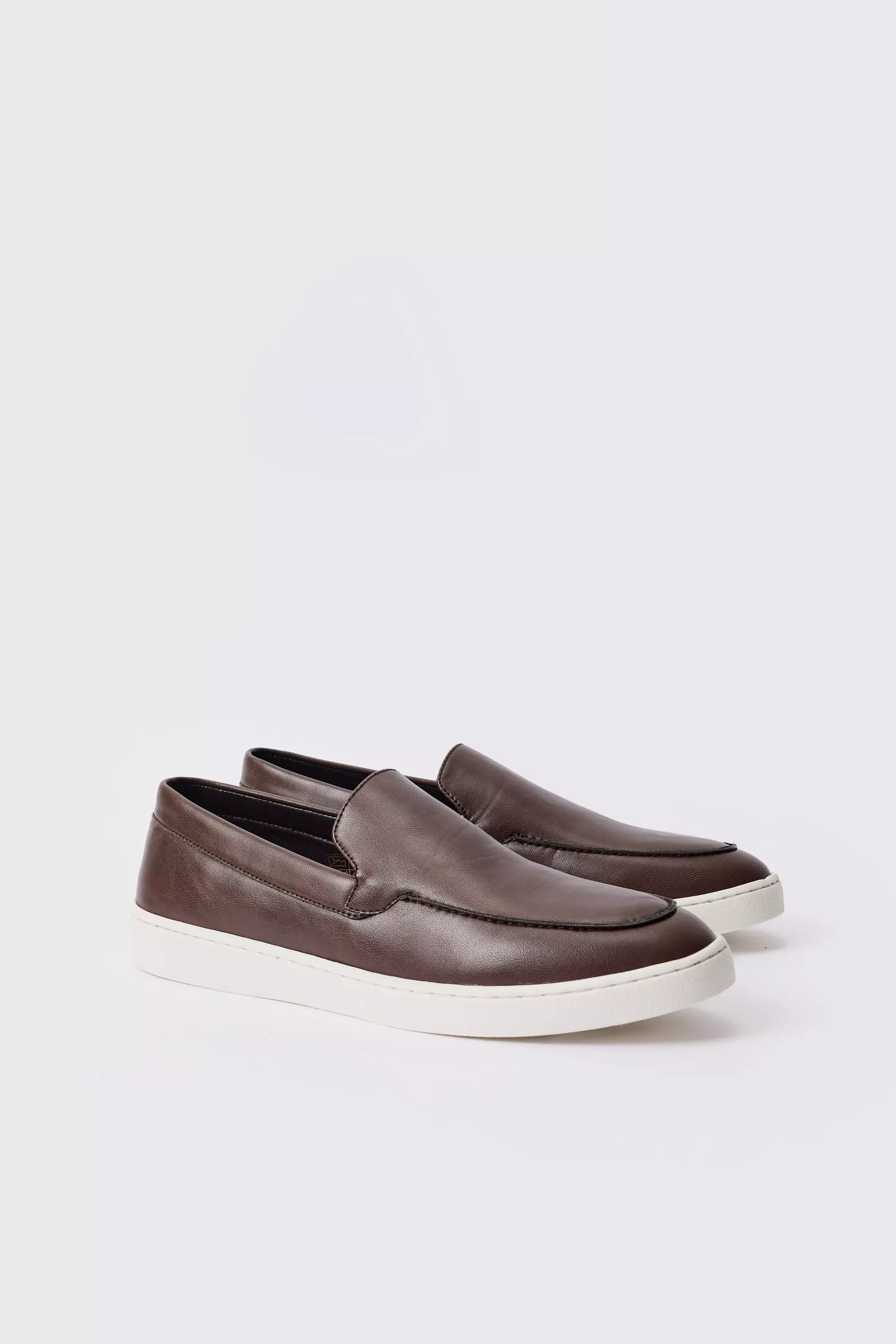 Pu Slip On Loafer In Brown Brown