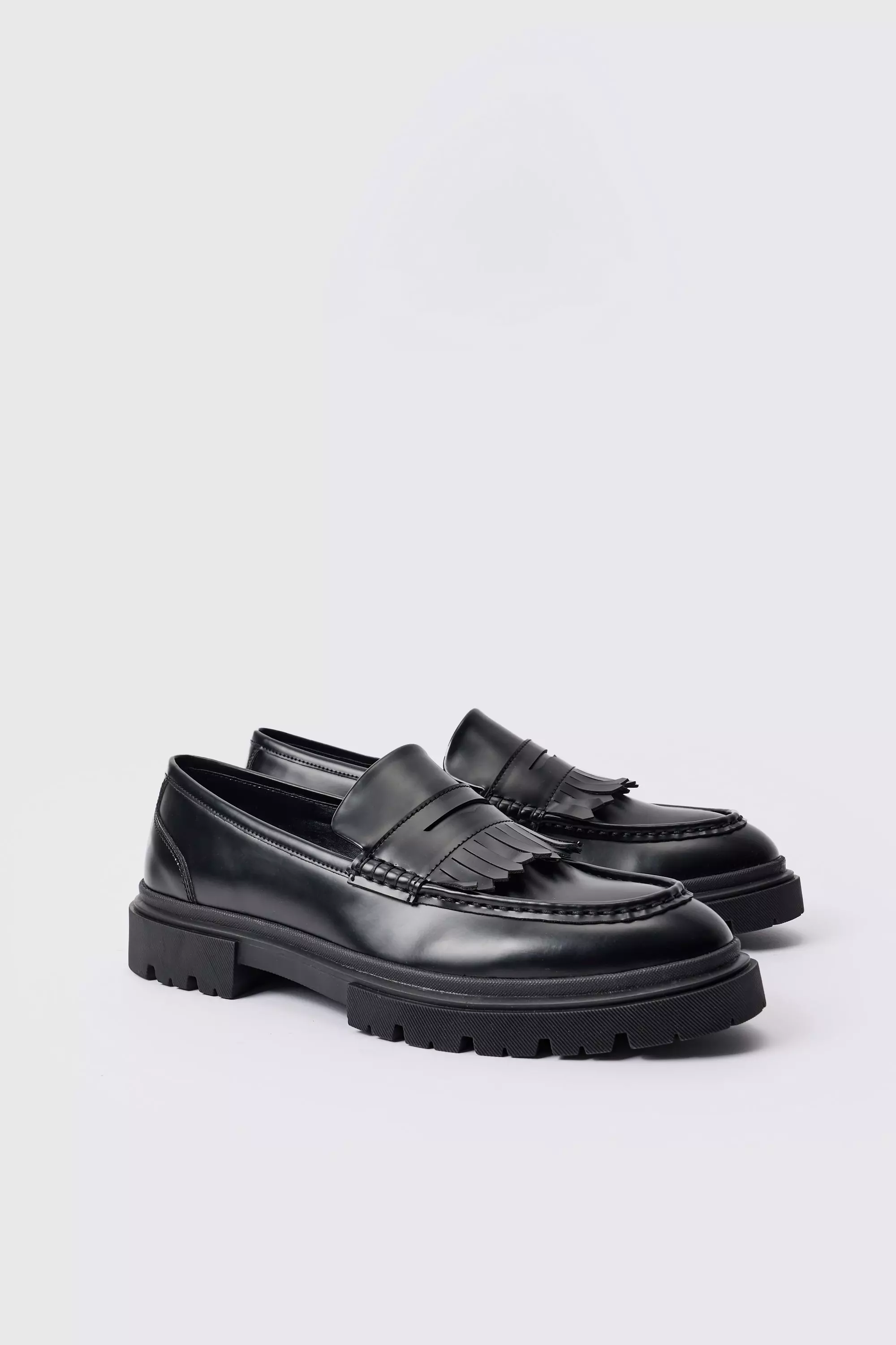 Pu Chunky Sole Tassel Loafer In Black Black