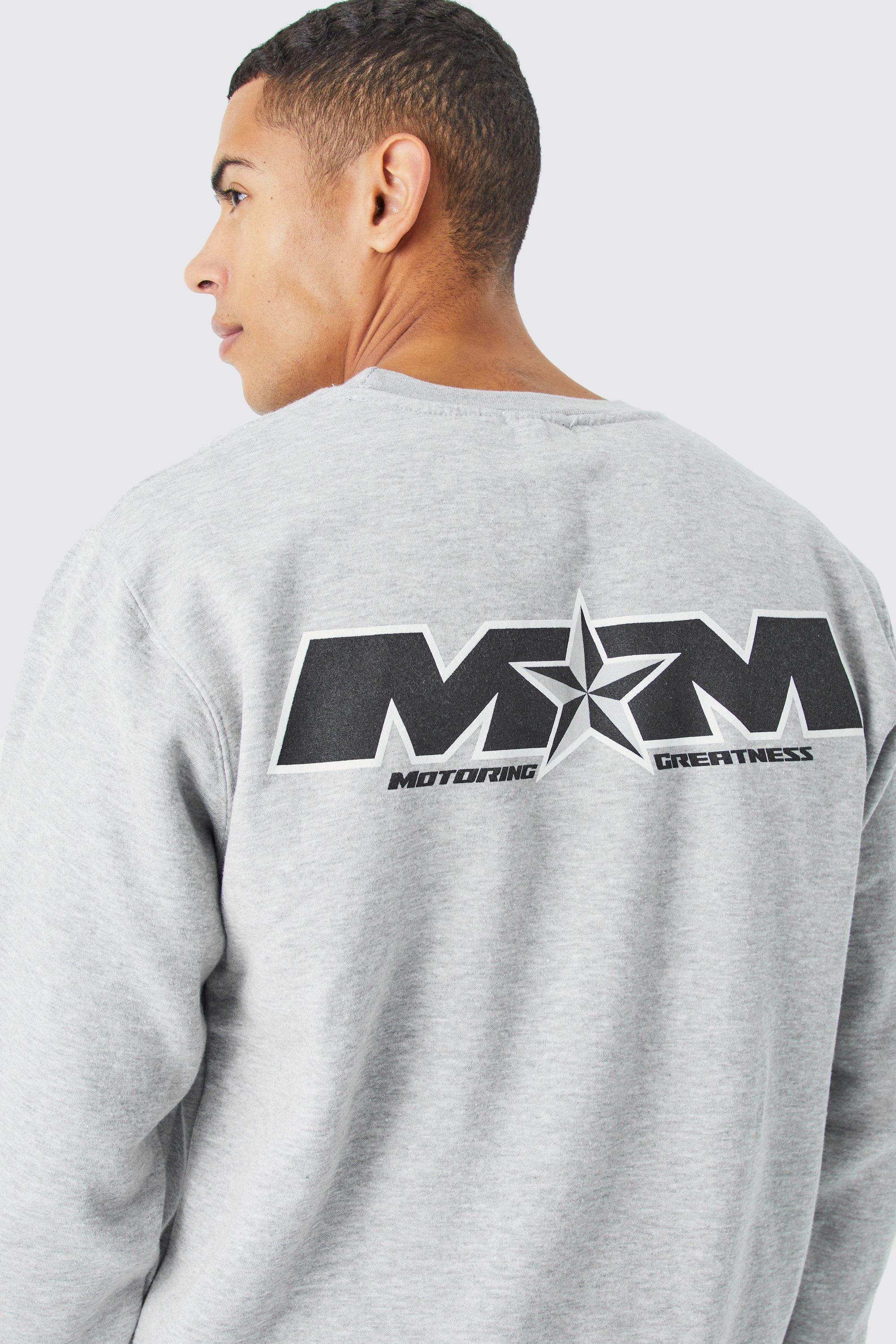 Oversized Moto Man Back Print Sweatshirt boohooMAN USA