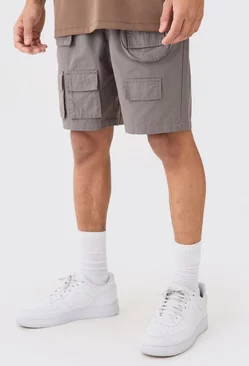 Charcoal Grey Nylon Detachable Bag Multi Cargo Pocket Shorts