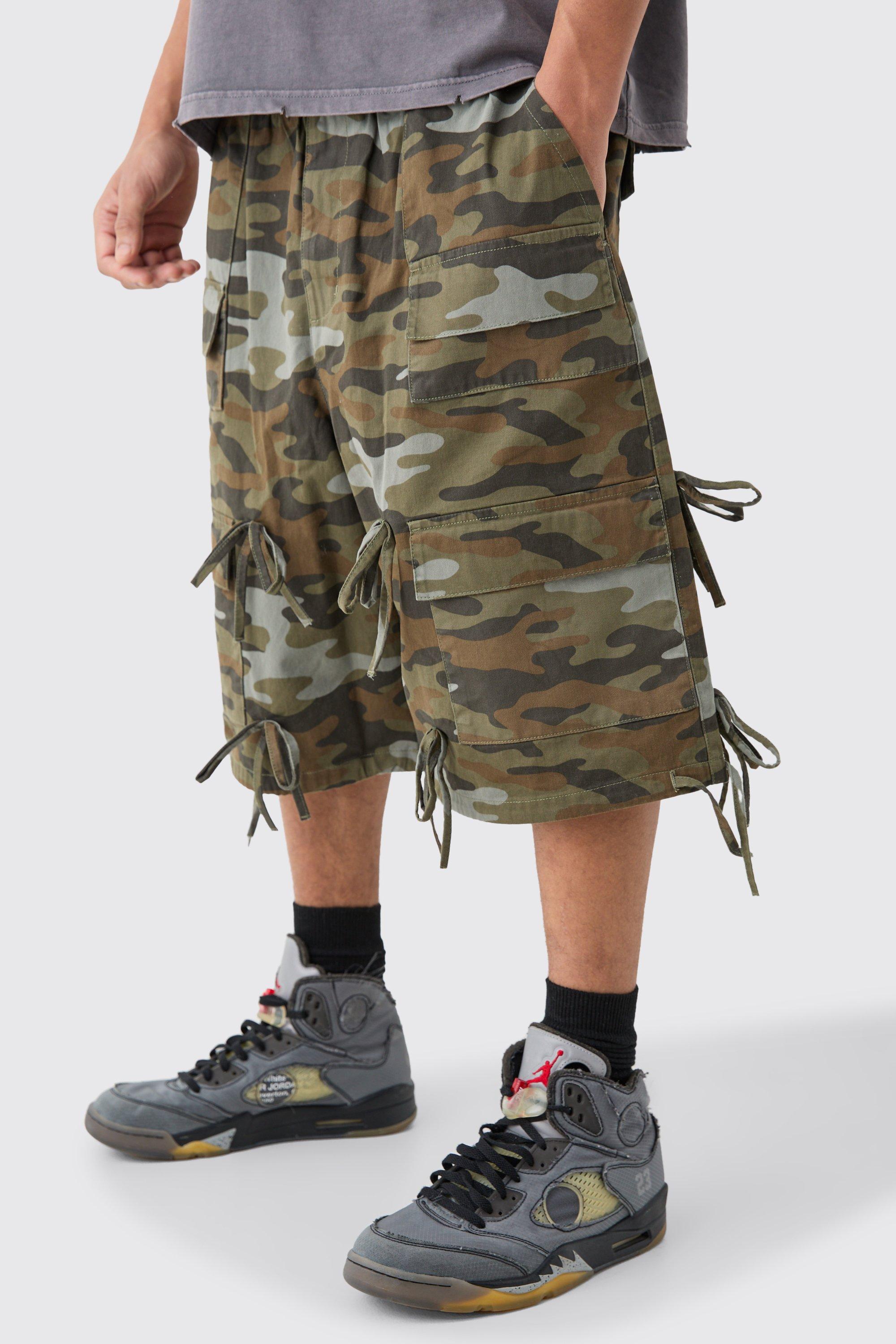 Elastic Waist Wide Fit Camo Cargo Pants