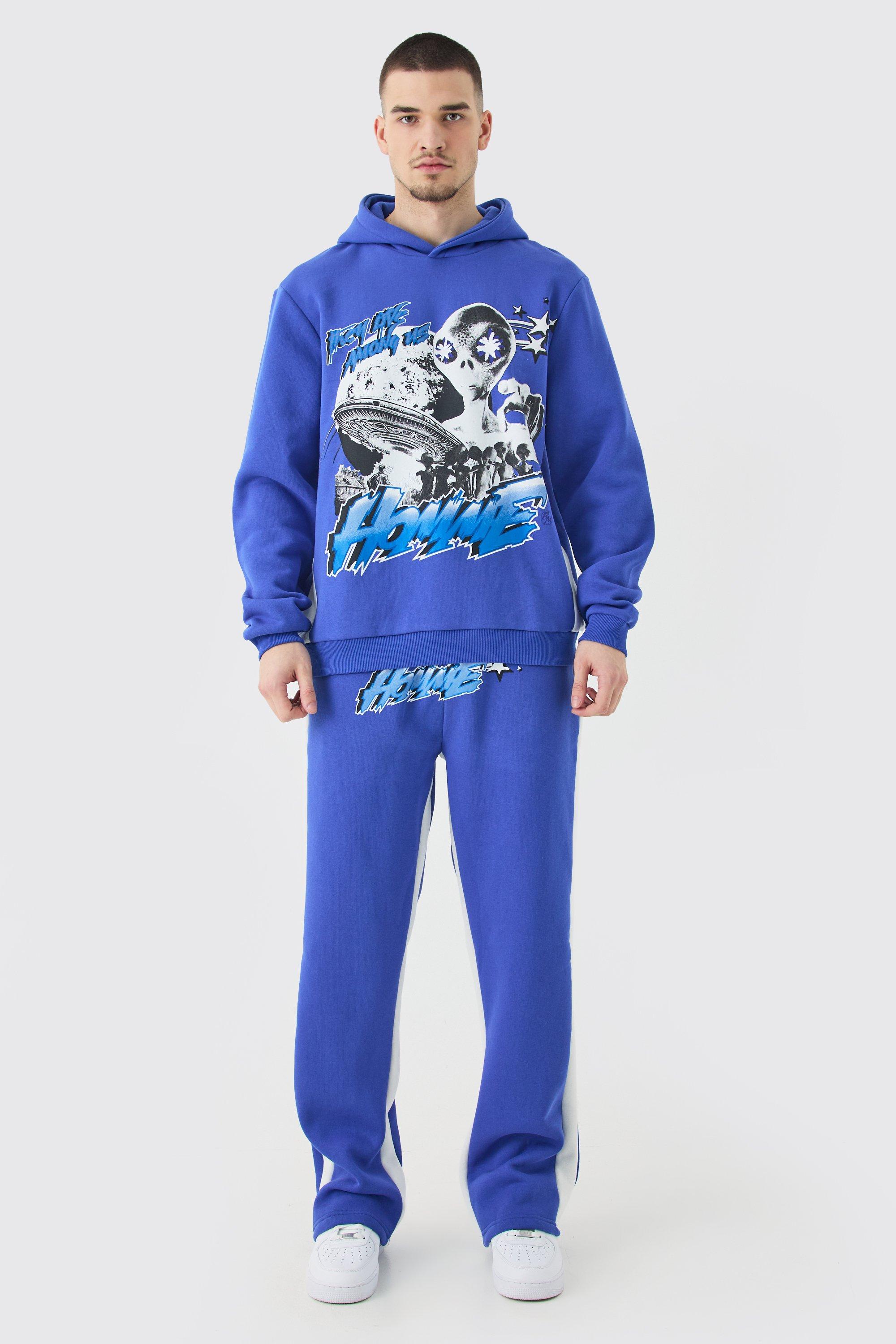 TFIOM The Future Is On Mars Alien Smile Oversized Hoodie Sweatpants Set  Blue XL