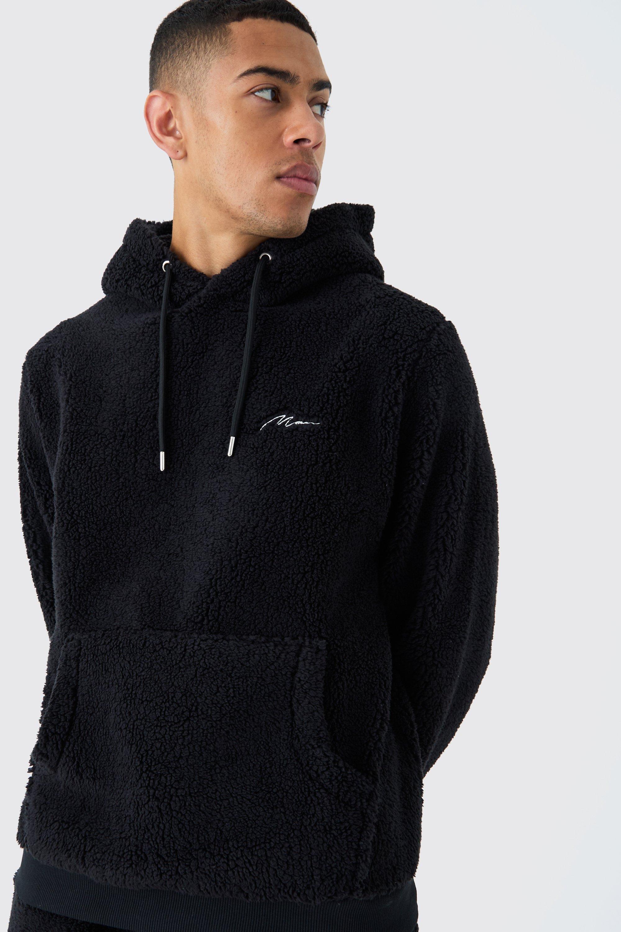 Borg hoodie mens black hotsell