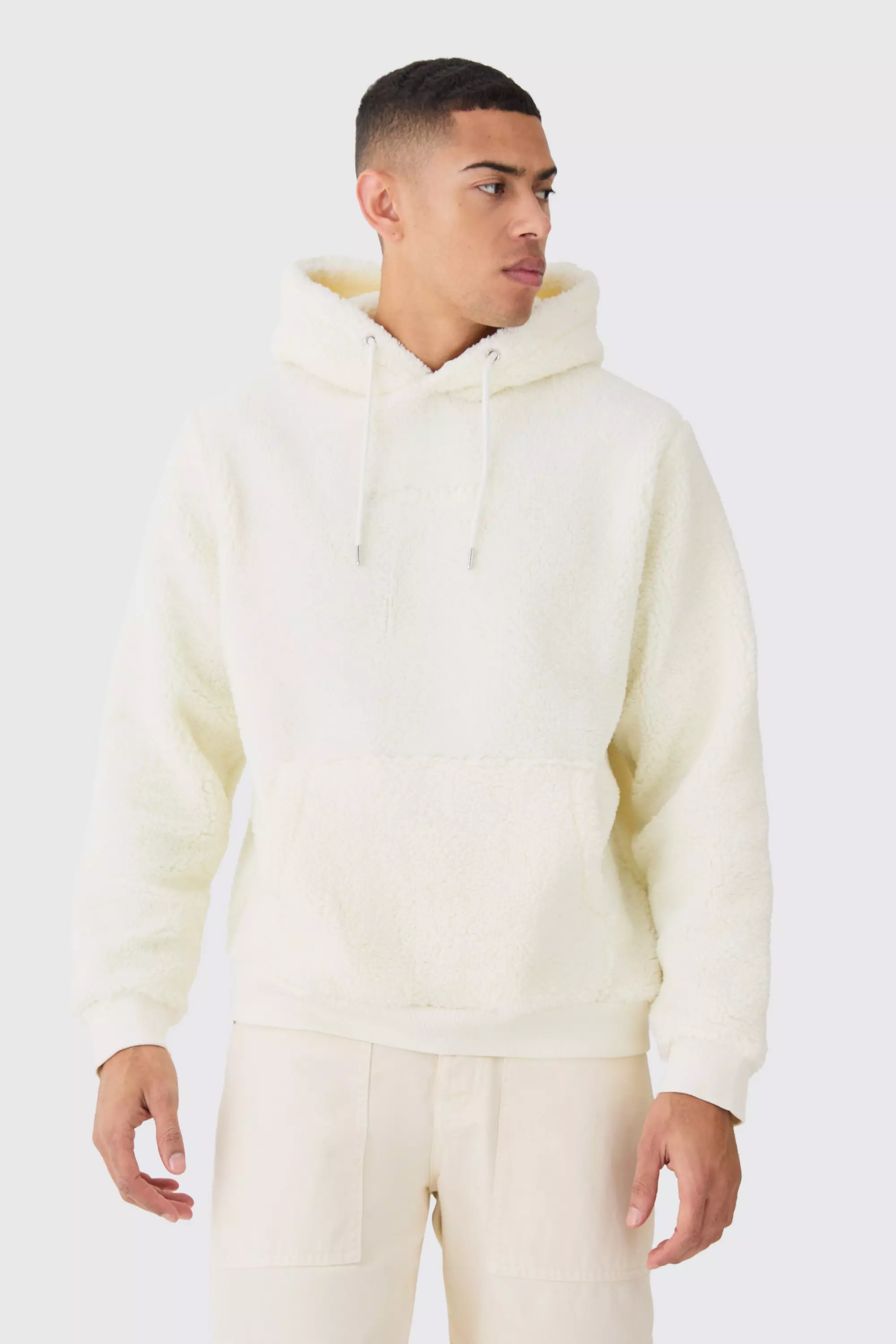 Sweat à capuche à enfiler - Official MAN, Ecru autre image
