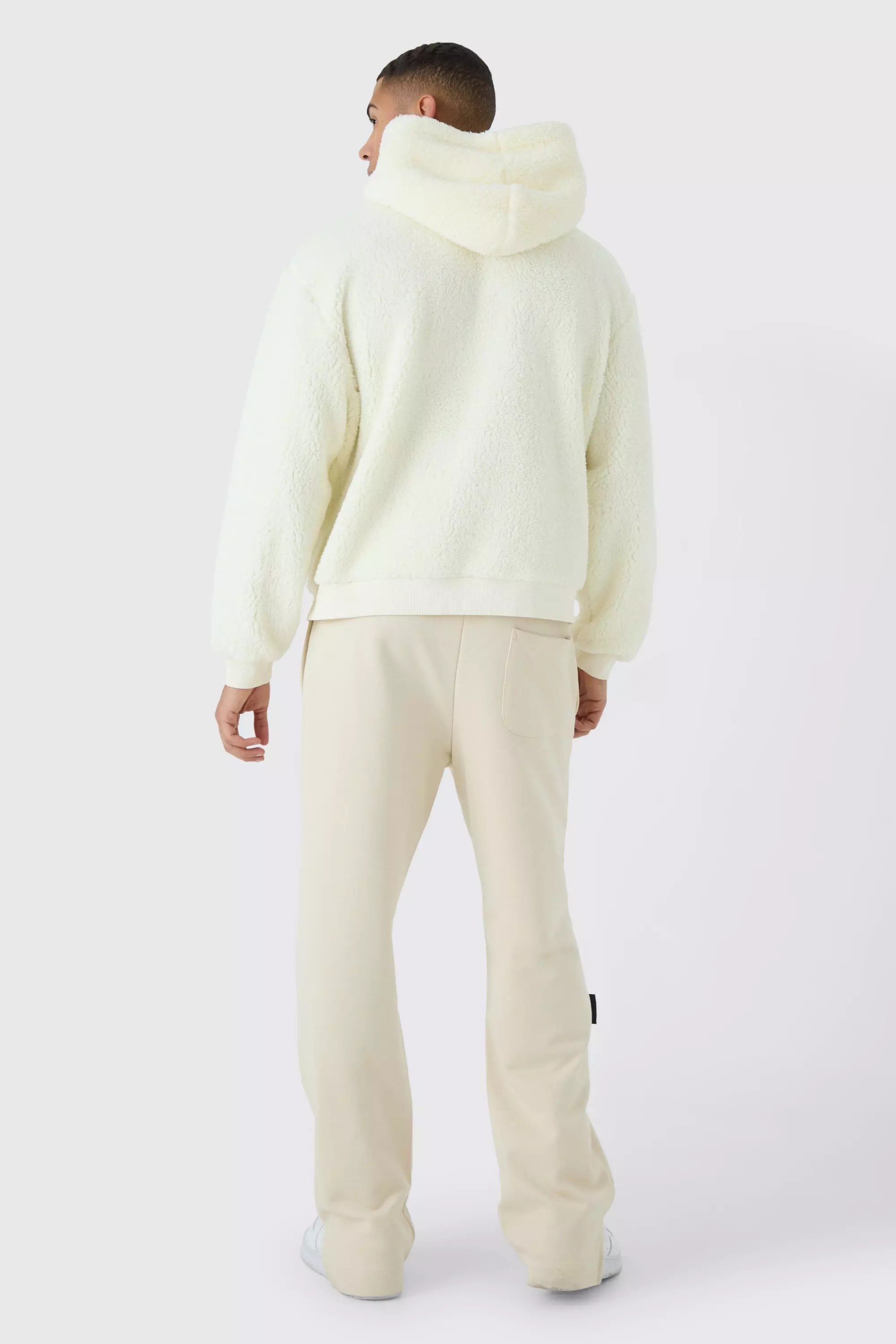 Ecru Oversized Boxy Borg Over The Head Hoodie alternative image