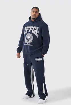 Navy Plus Homme Official 13 Hooded Gusset Tracksuit In Navy