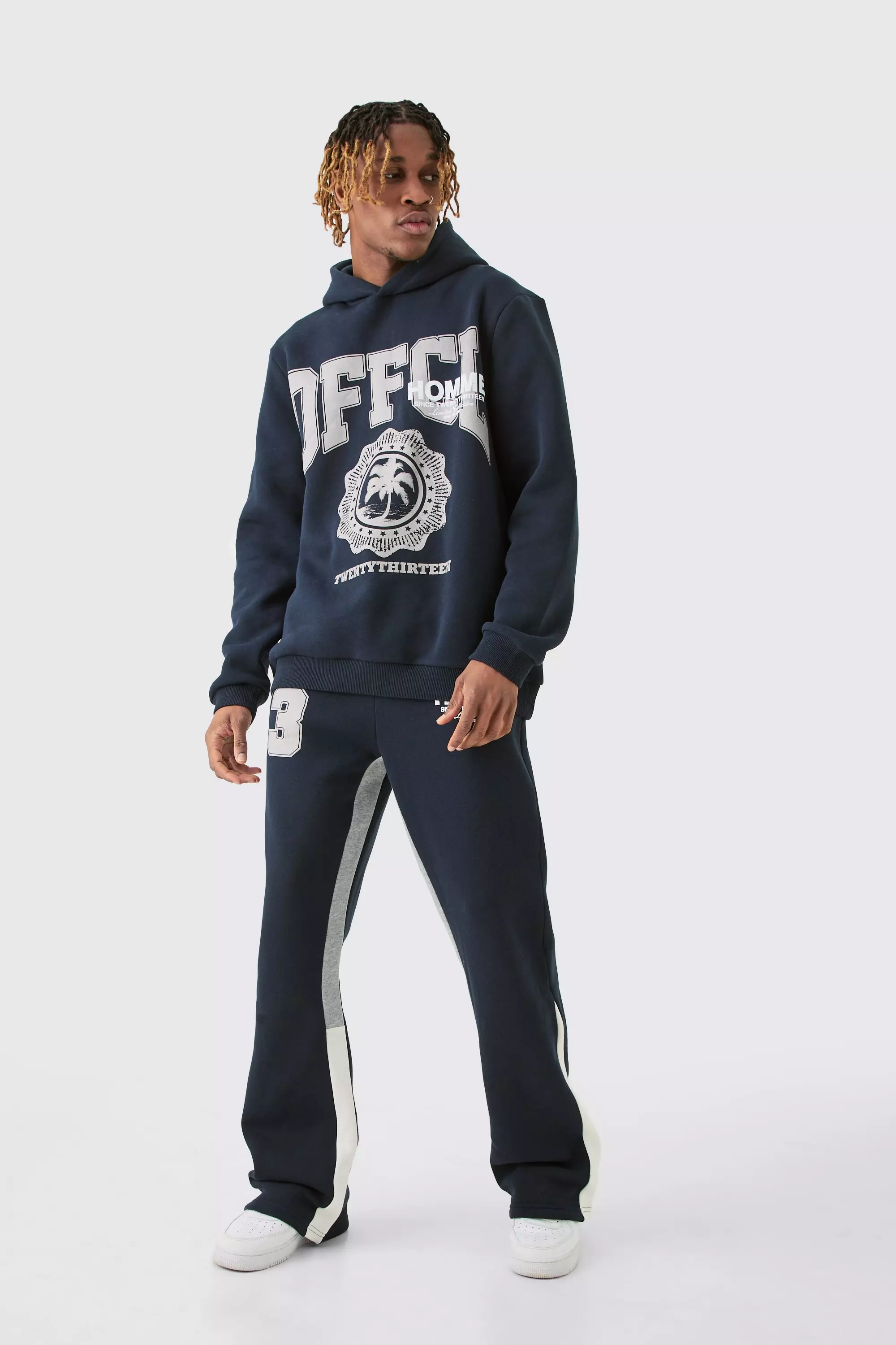 Boohooman navy tracksuit on sale