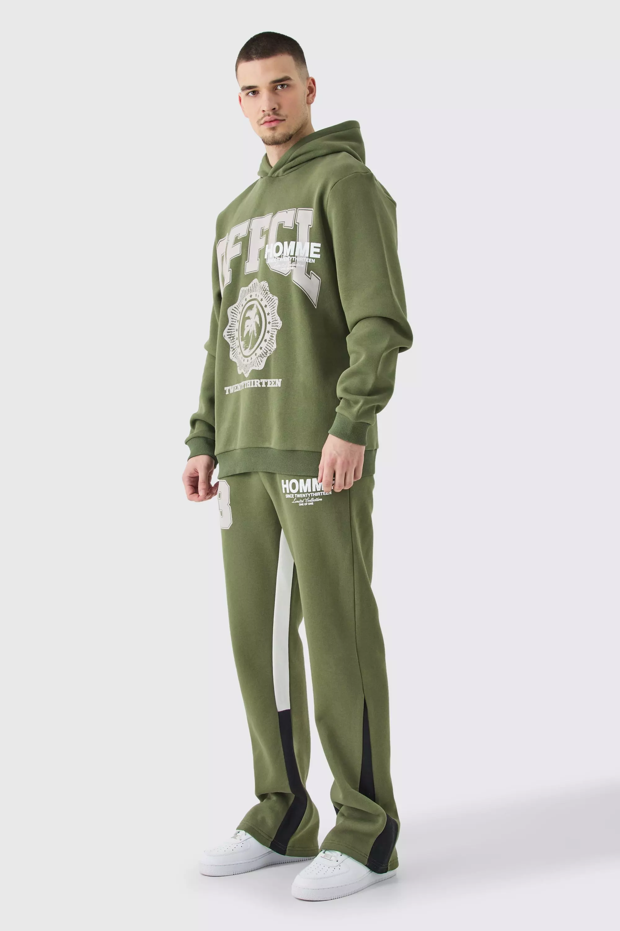 Khaki Tall Homme Official 13 Hooded Gusset Tracksuit In Khaki