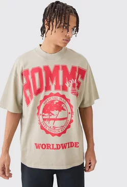Oversized Homme Graphic Heavyweight T-shirt Stone