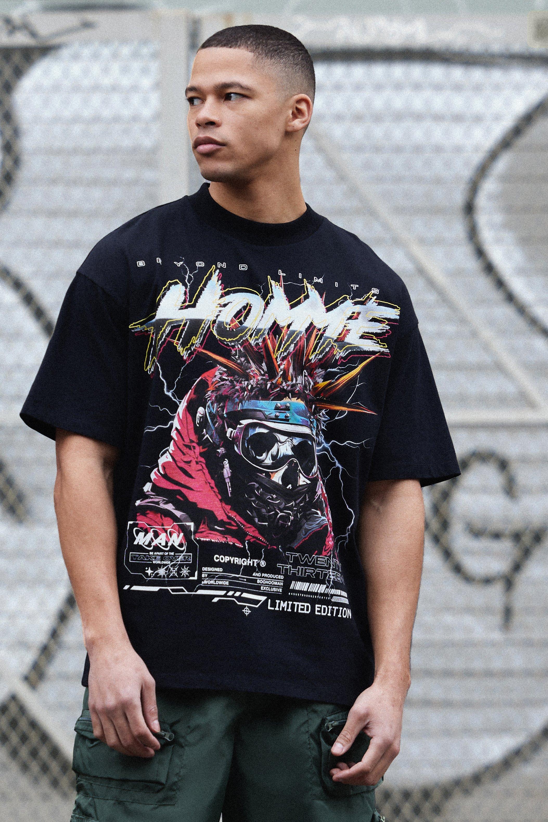 Oversized Homme Skull Graphic T-shirt