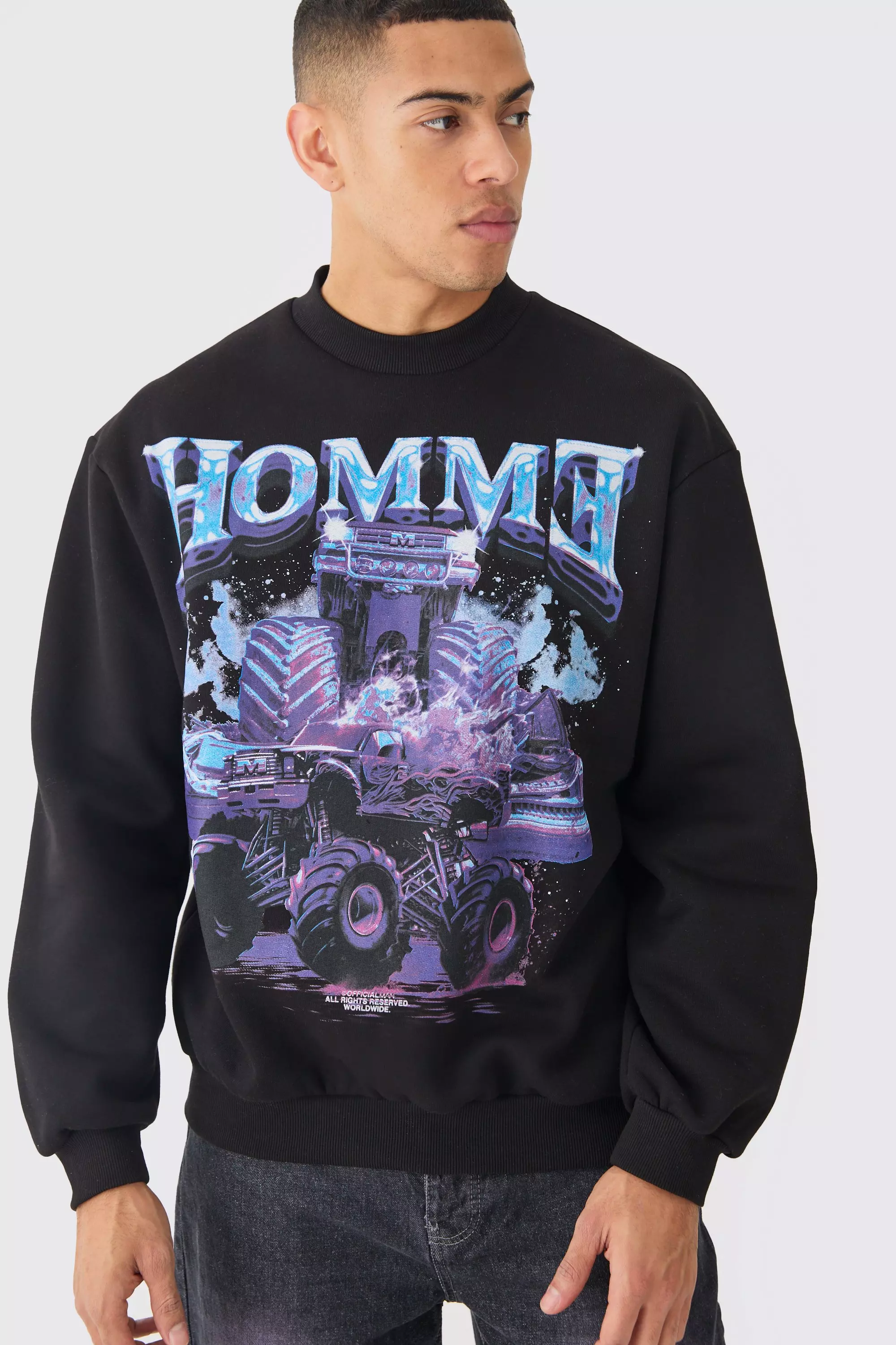 Black graphic jumper best sale
