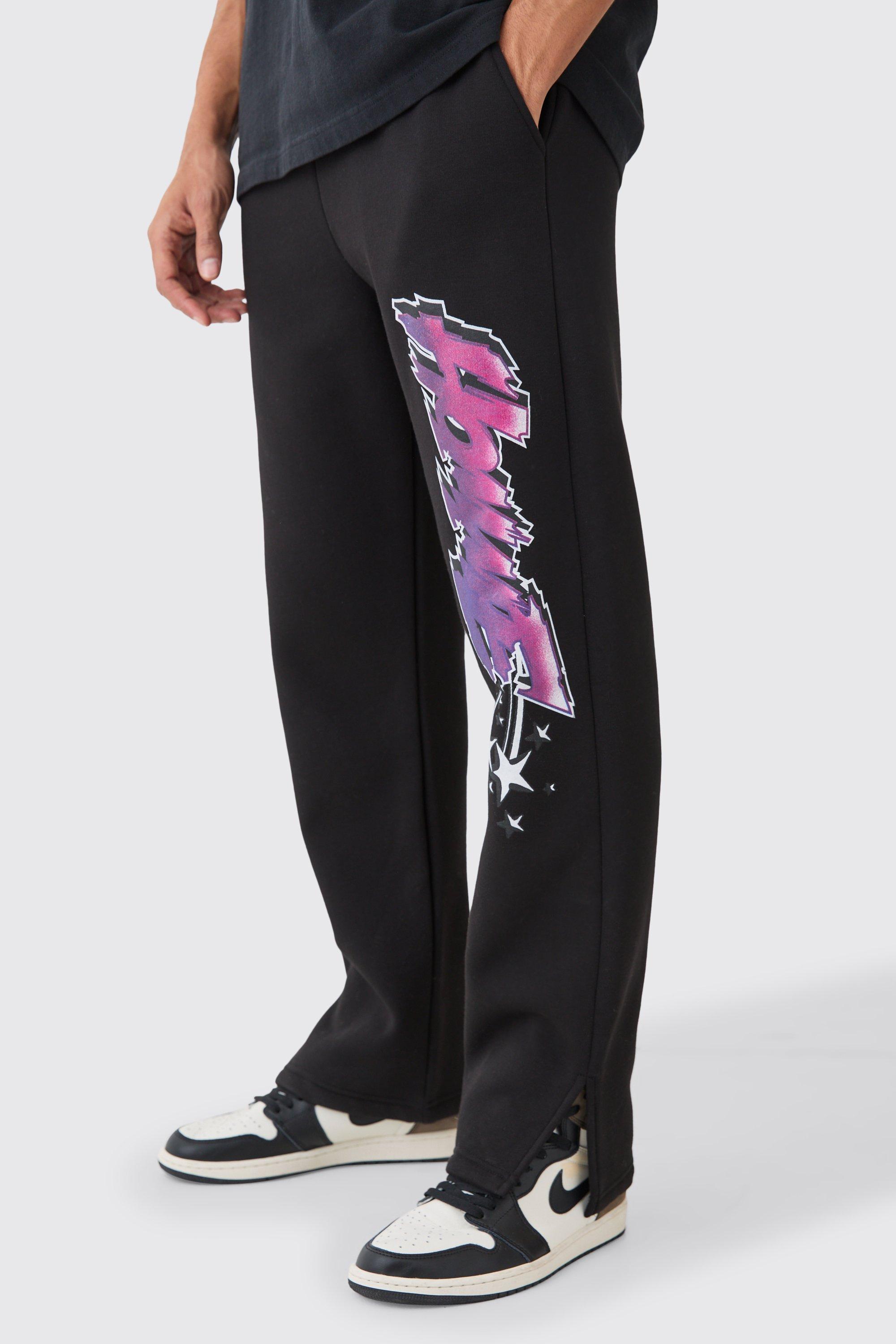 Pink Flame Sweatpants on Black