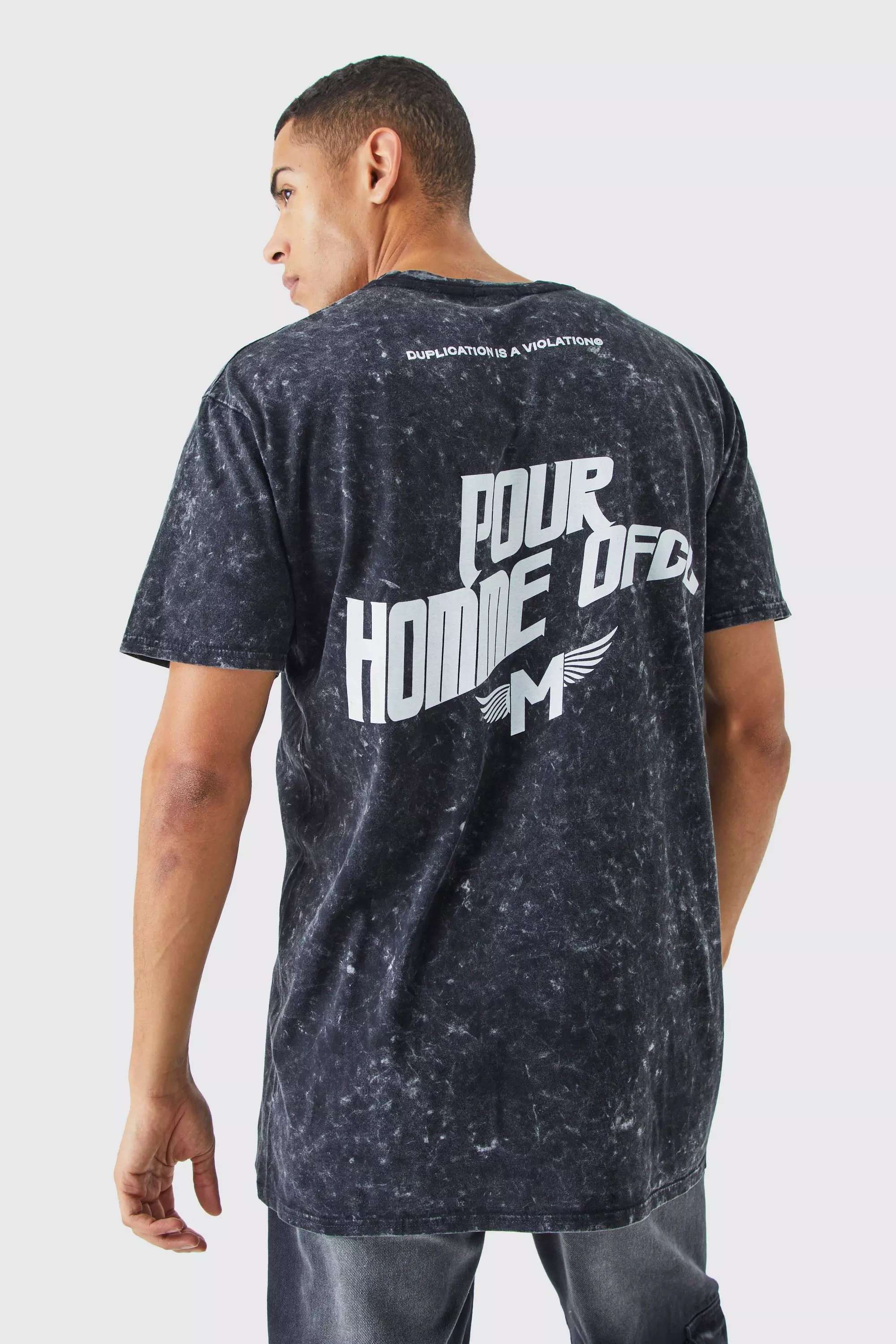 Black Oversized Acid Wash Graphic T-shirt