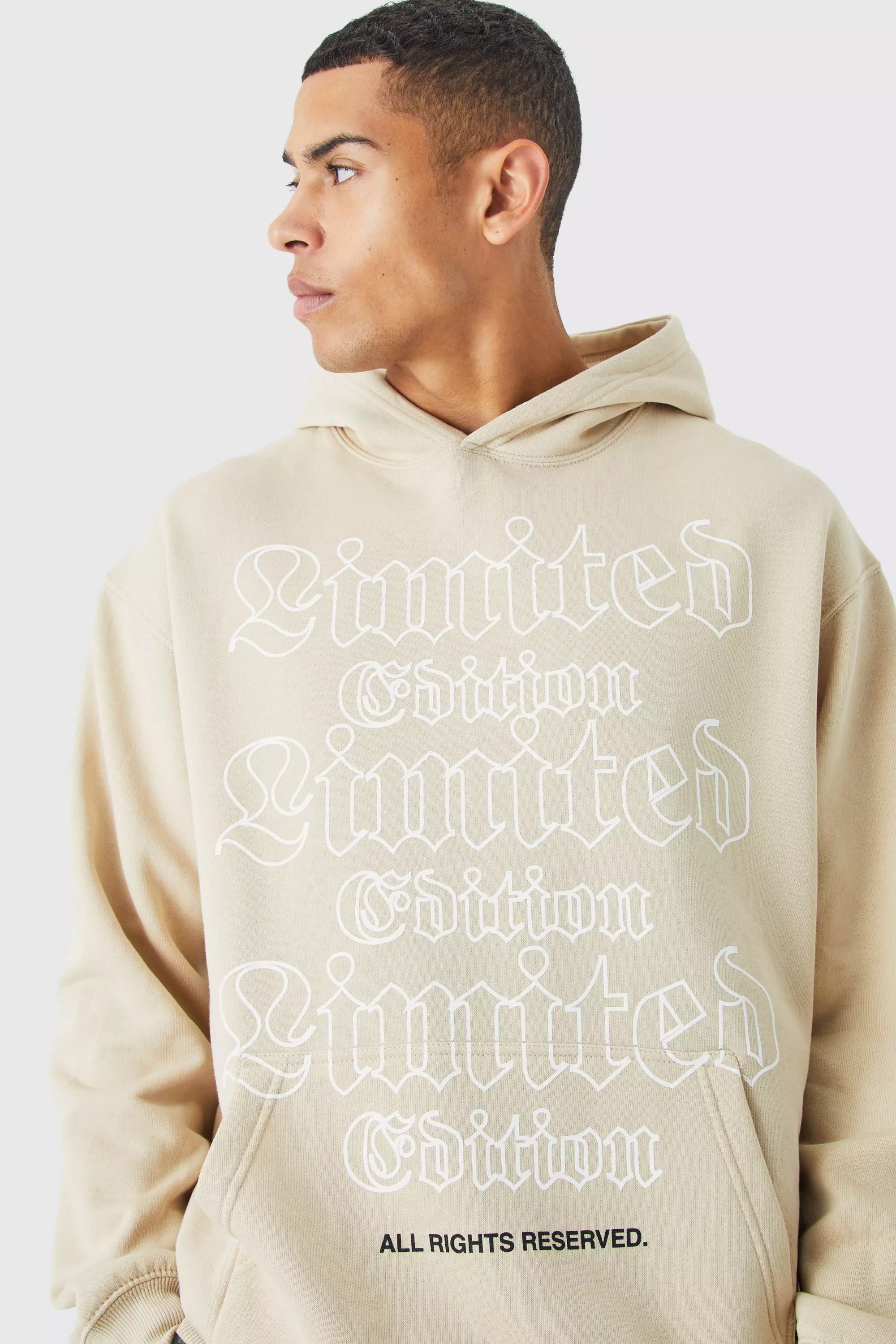 Oversized Worldwide Graphic Hoodie Sand