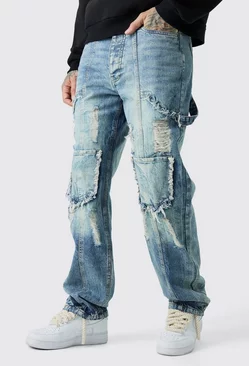 Blue Tall Relaxed Rigid Ripped Carpenter Cargo Jean