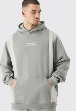 Tall Core Colour Block Hoodie Grey
