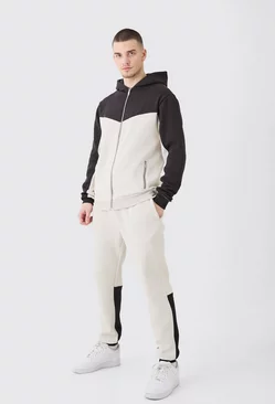 Tall Slim Fit Colour Block Tracksuit Grey