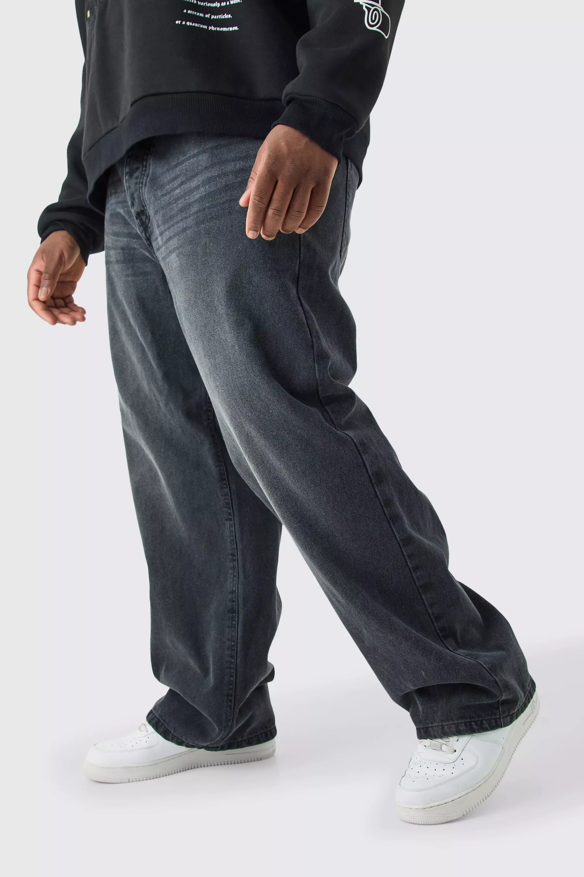 Charcoal Grey Plus Relaxed Rigid Jeans
