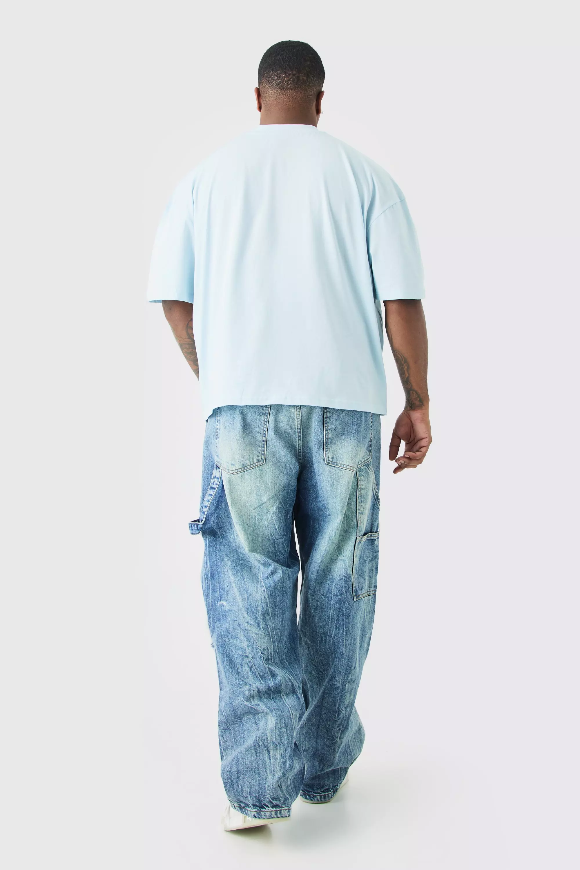 Antique blue Plus Relaxed Rigid Ripped Carpenter Cargo Jeans alternative image