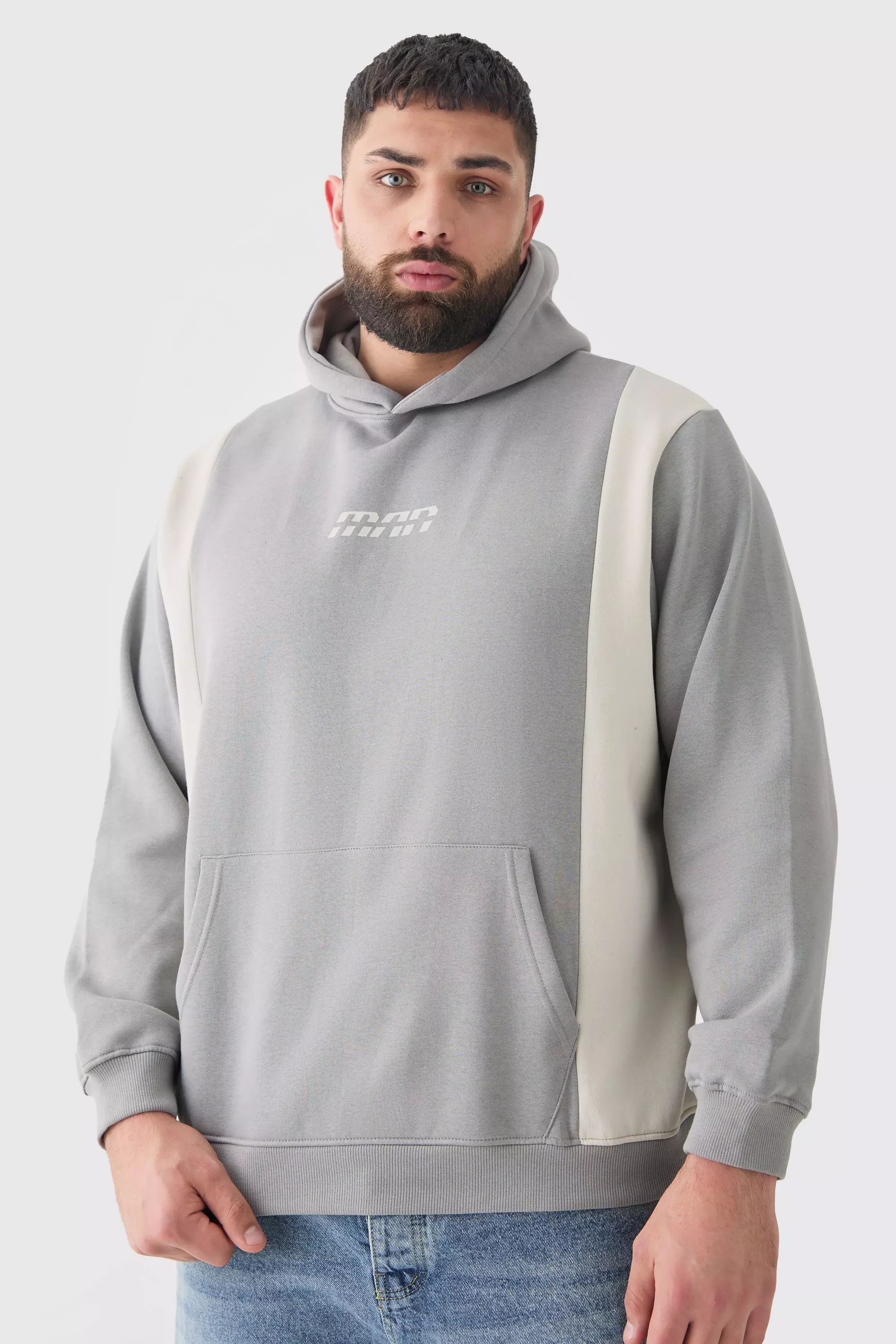 Grey Plus Core Colour Block Hoodie