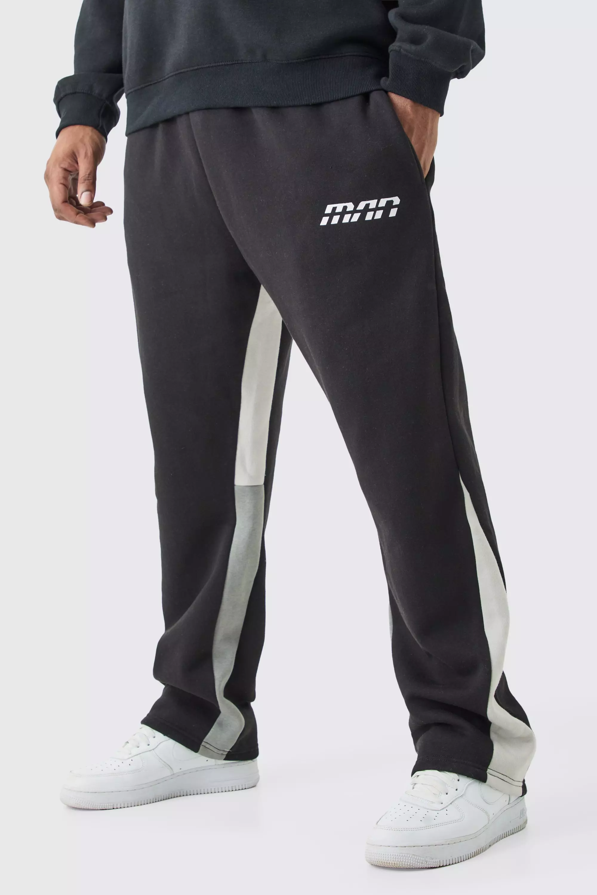 Plus Slim Gusset Colour Block Joggers Black