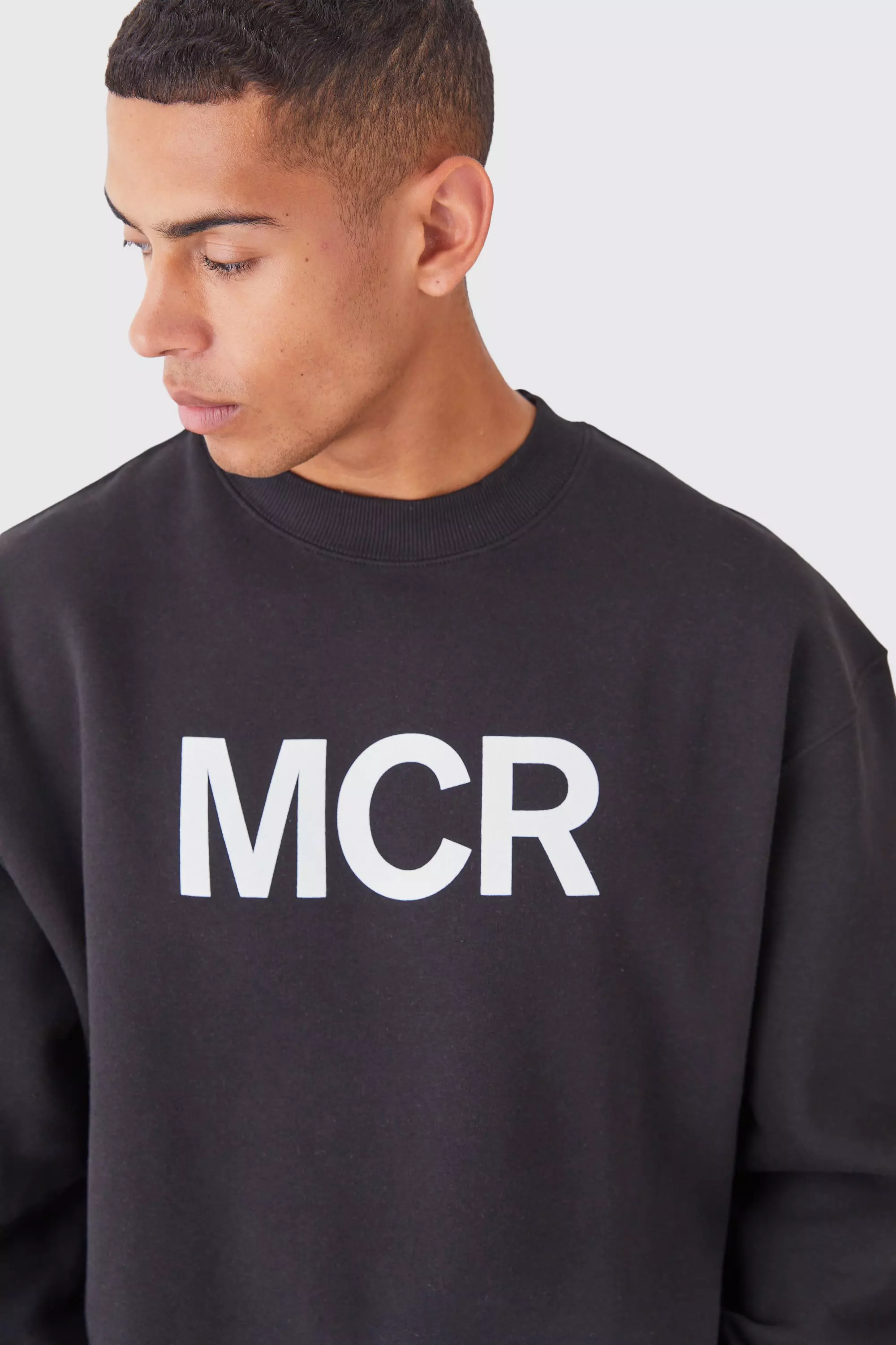 Oversized Extended Neck Mcr Slogan Sweatshirt boohooMAN UK