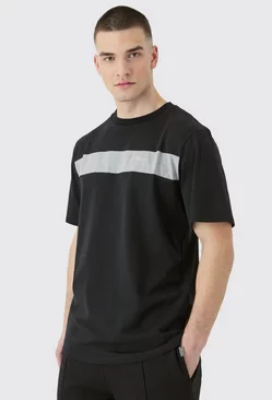Black Tall Regular Fit Colour Block Man Script T-shirt In Black