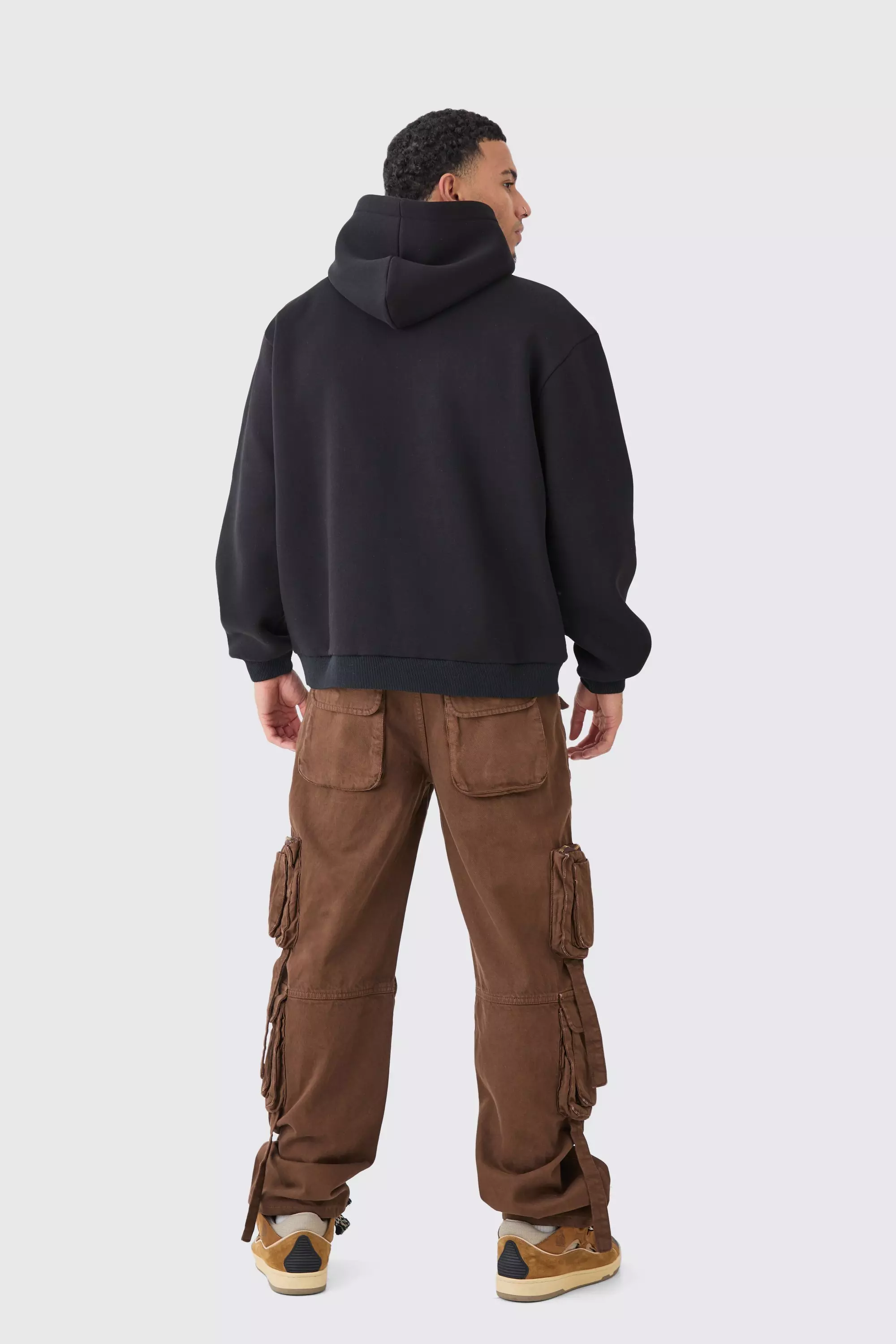 Felpa Oversize Stile Varsity Da Mare Con Cappuccio, Black immagine alternativa