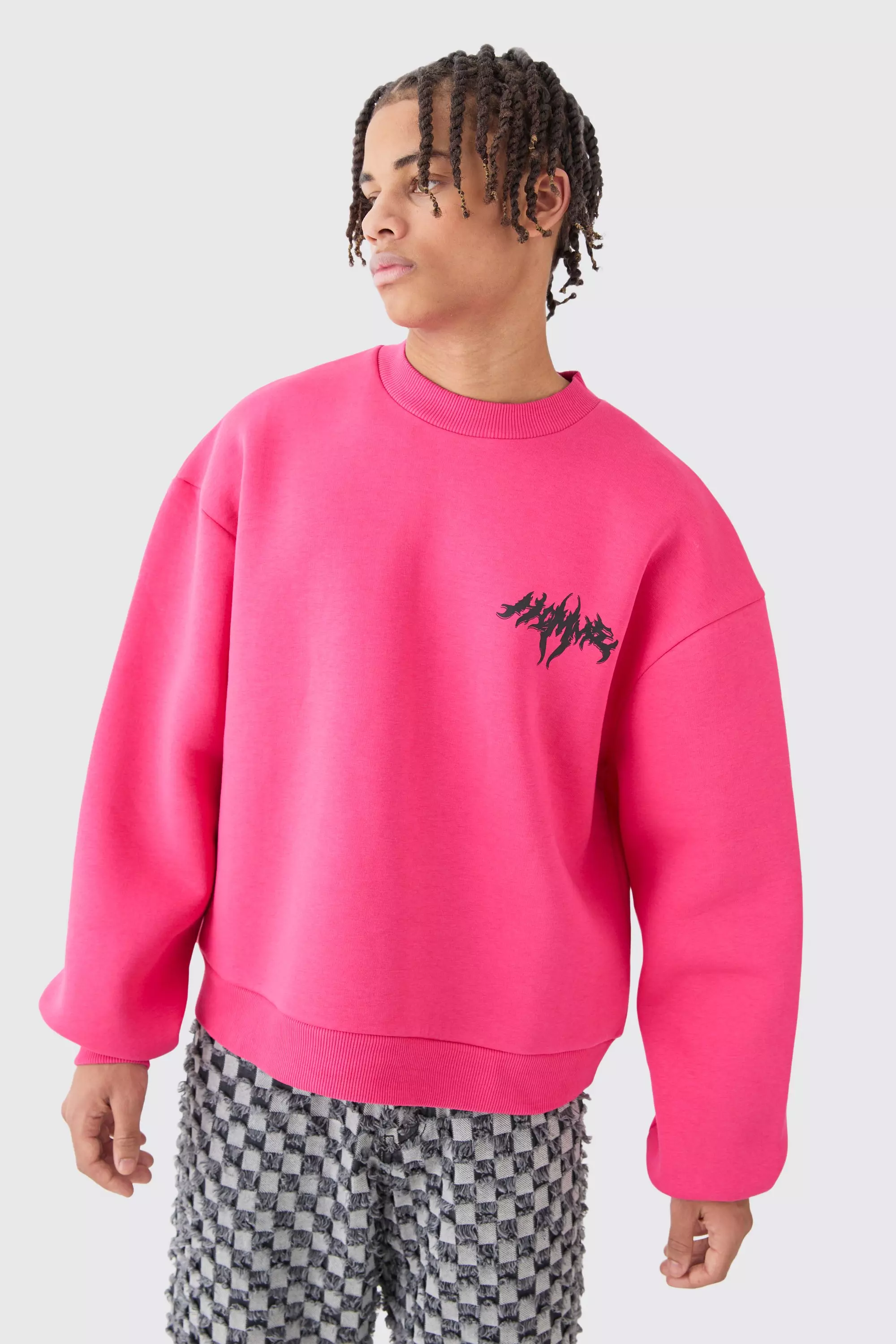 Oversized Boxy Homme Sweatshirt Pink