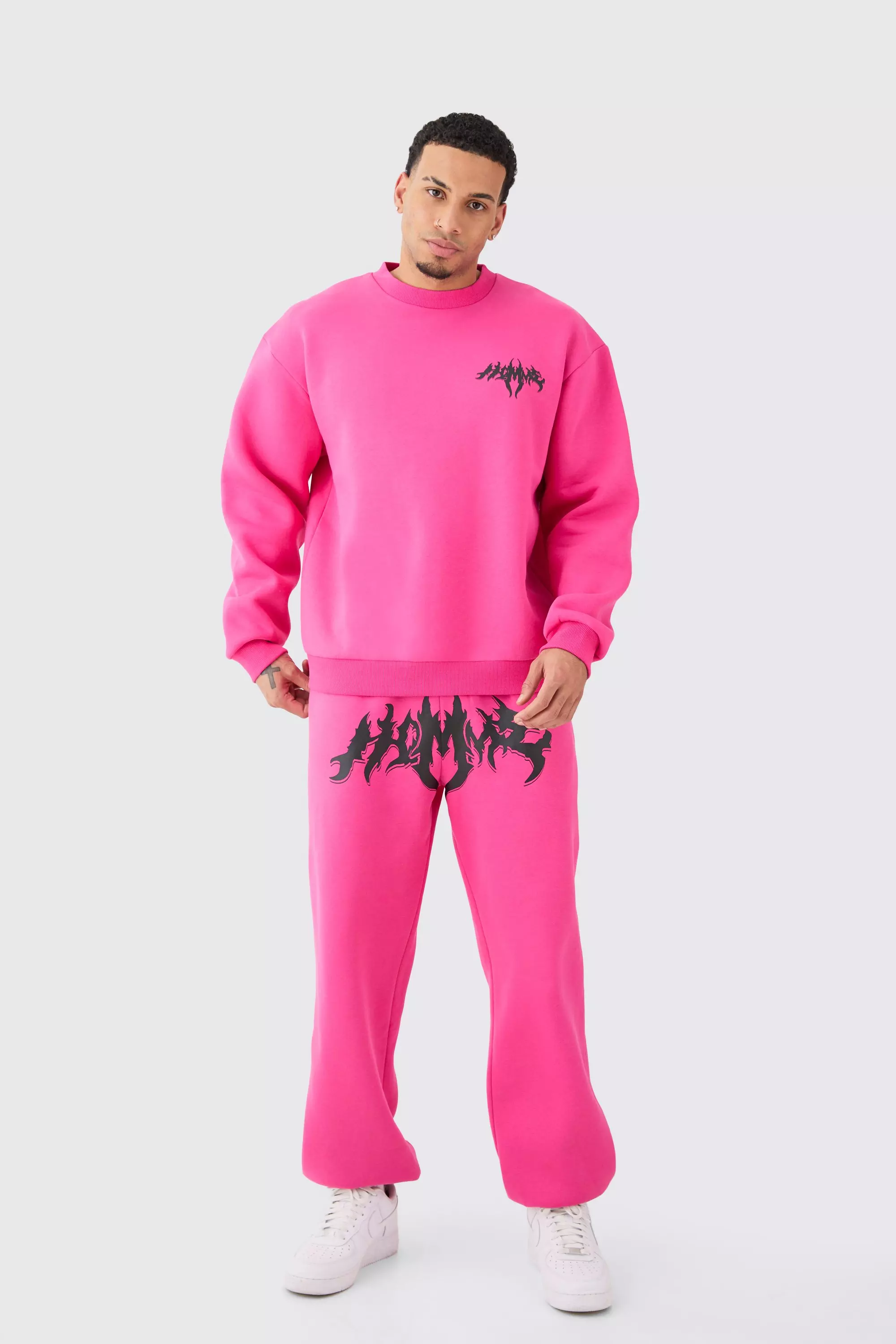 Boohooman store pink tracksuit