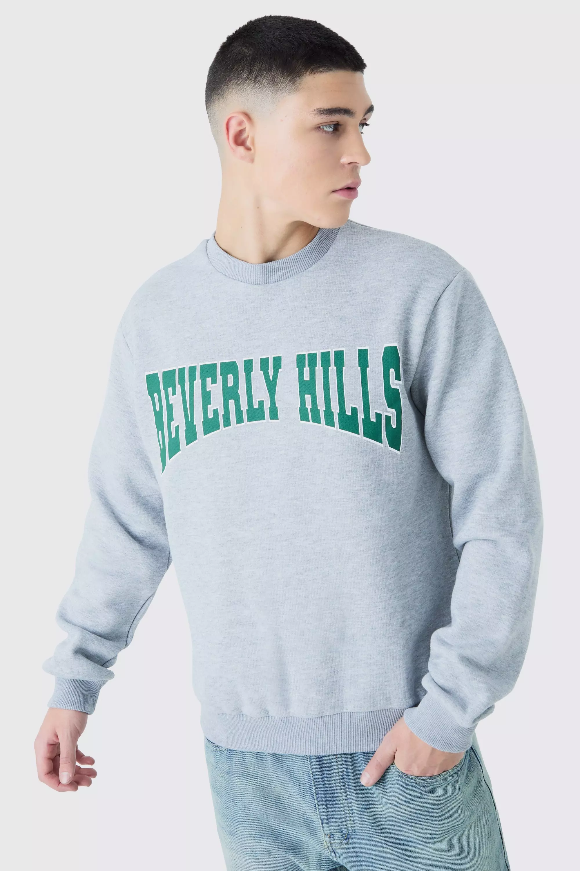 Grey marl Regular Fit Beverley Hills Varsity Sweatshirt alternative image