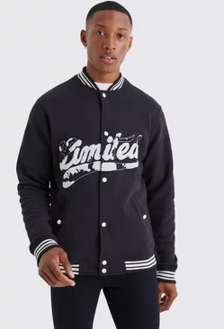 Black Limited Towelling Applique Jersey Bomber