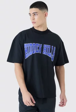 Oversized Extended Neck Hidden Hills T-shirt Black