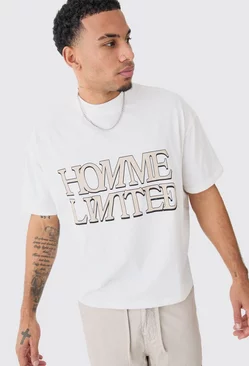 Oversized Boxy Extended Neck Homme Ltd T-shirt Ecru