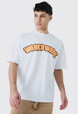 White Oversized Extended Neck Worldwide T-shirt