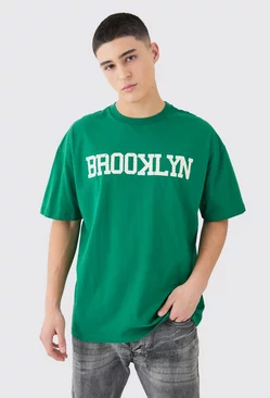 Oversized Brooklyn Varsity T-shirt Dark green