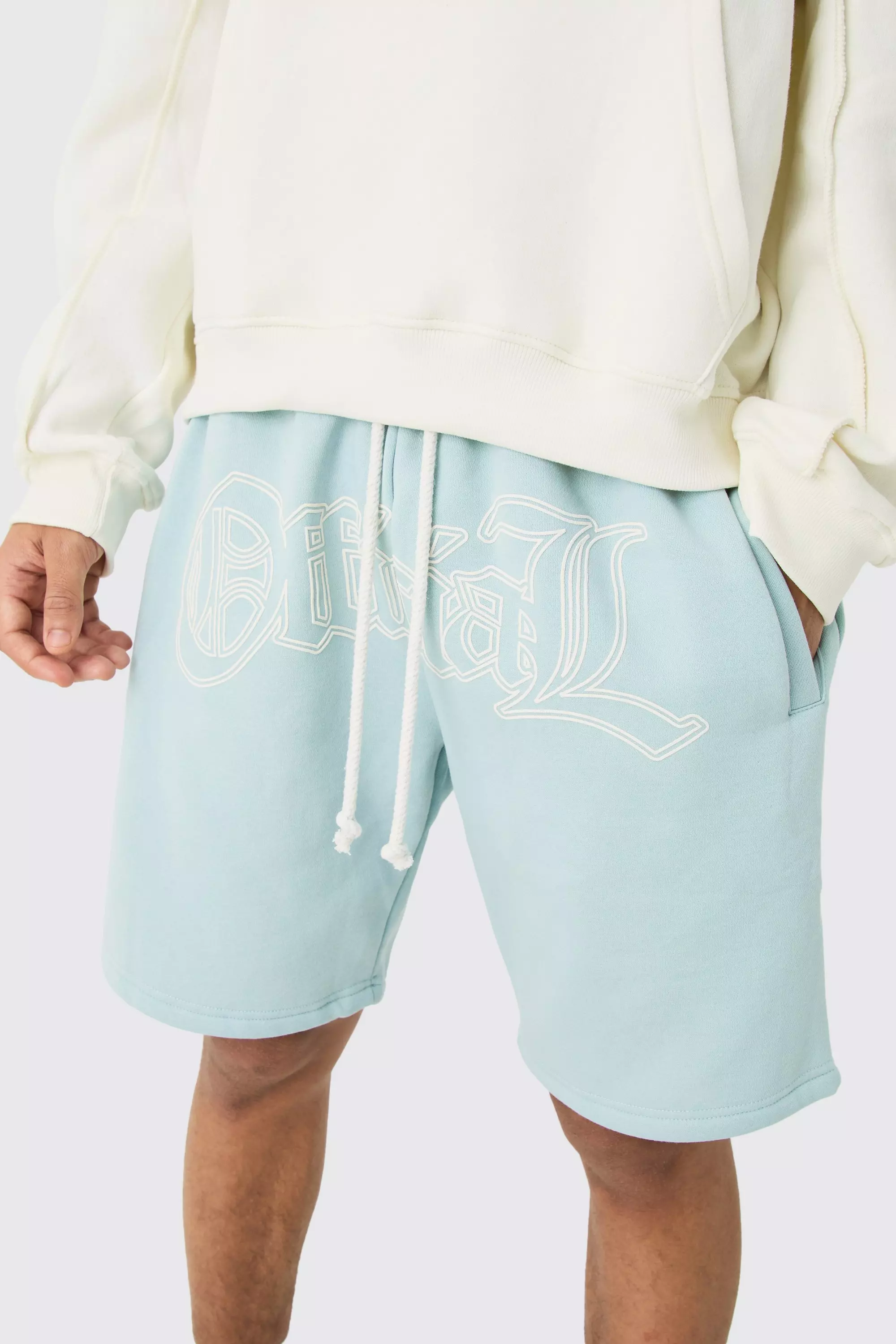 Blue Relaxed Fit Official Puff Print Short