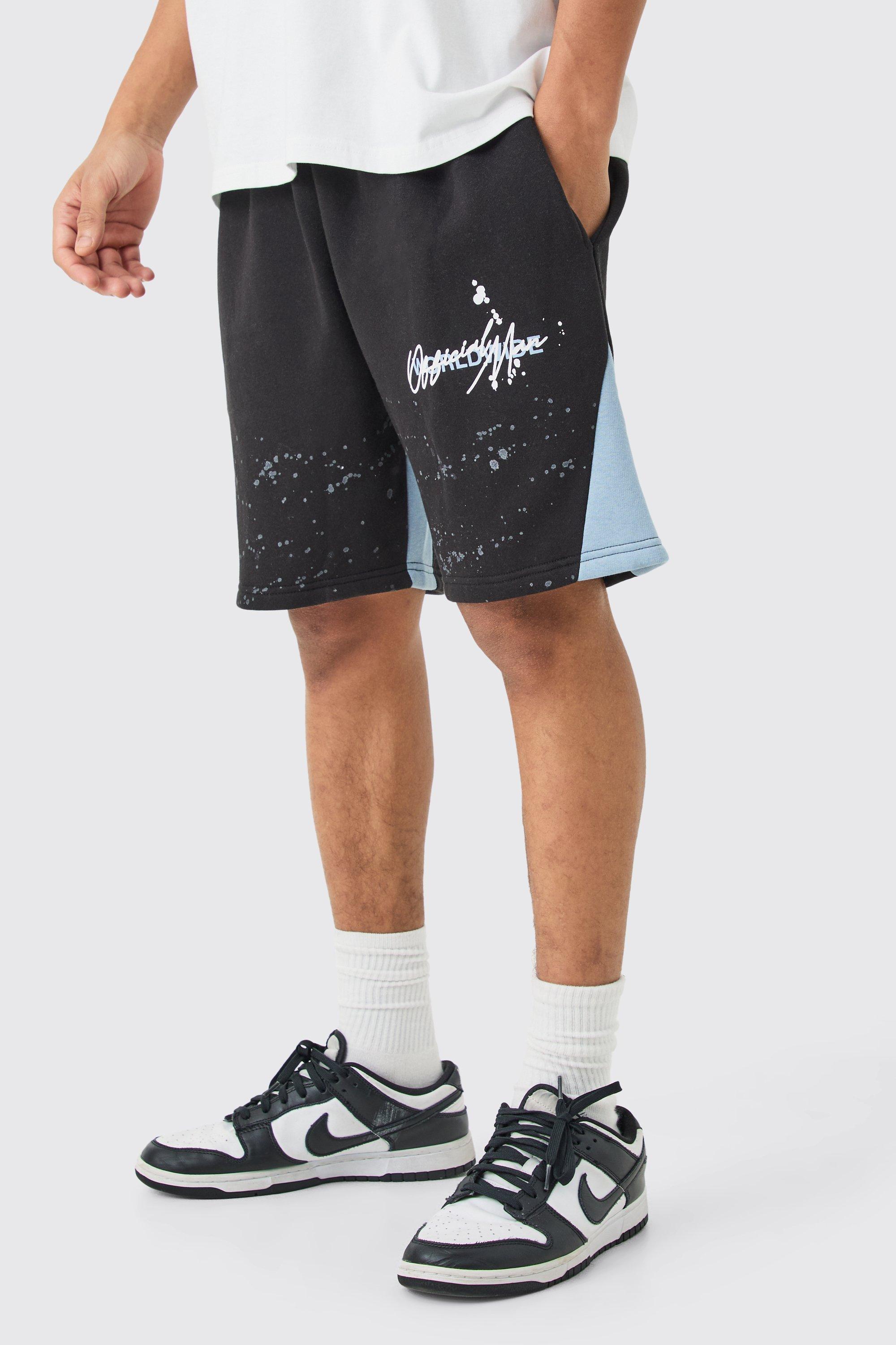 Relaxed Fit Paint Splatter Gusset Short