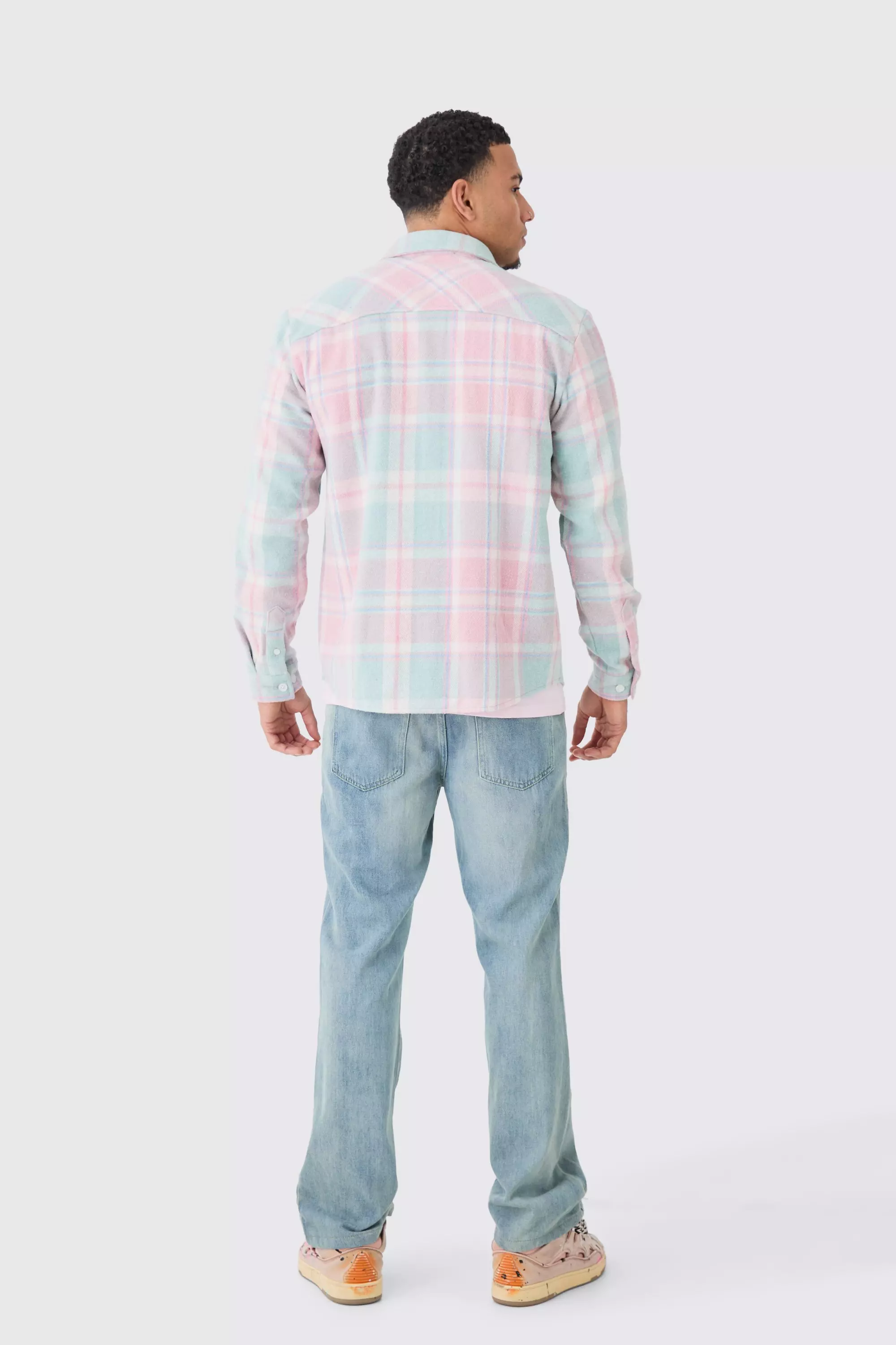 Pastel Check Overshirt | boohooMAN USA