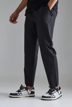 Tapered Fit Lightweight Stretch Smart Trousers Black
