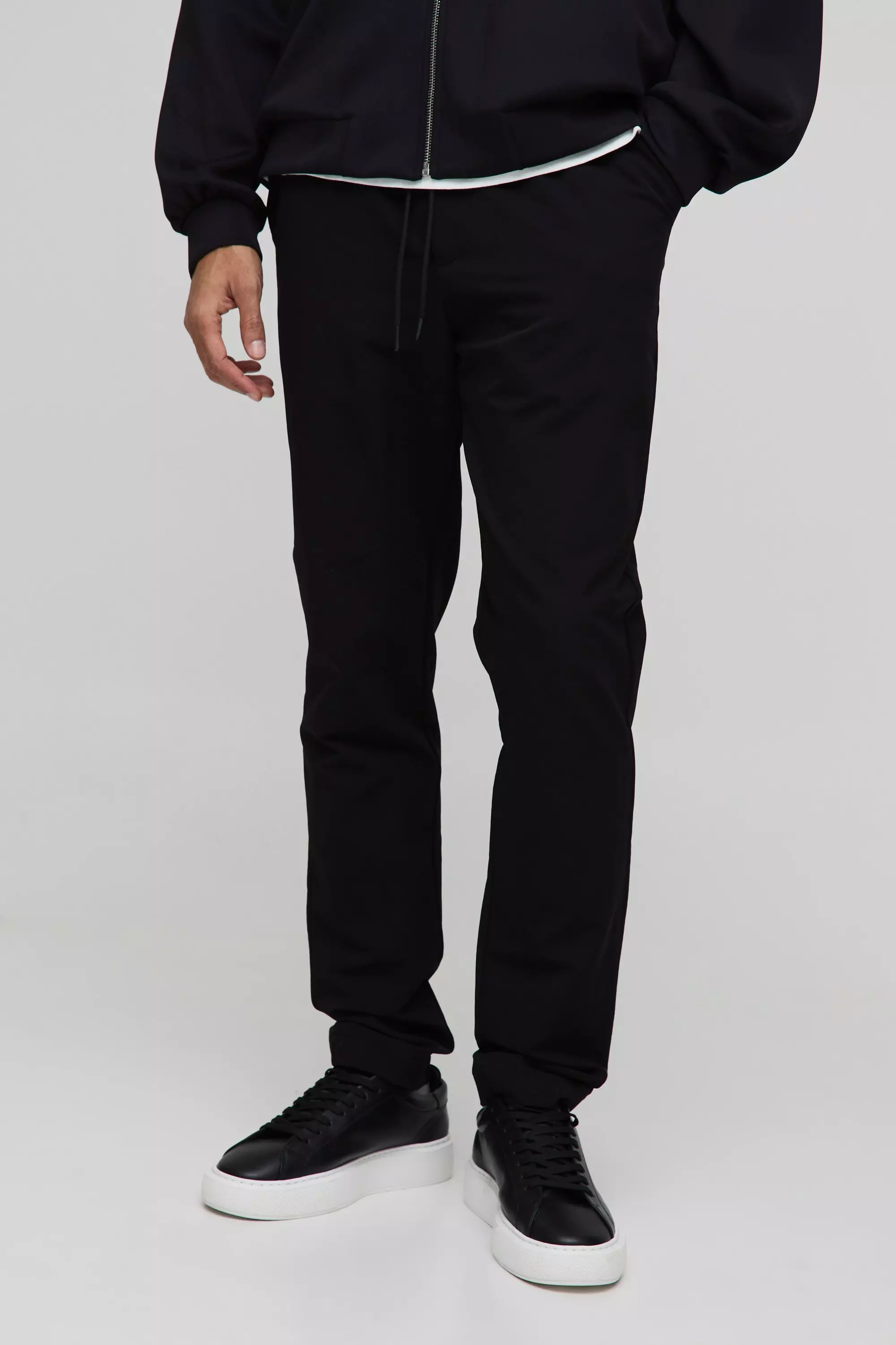 Black Elasticated Waist Slim Fit Smart Pants alternative image