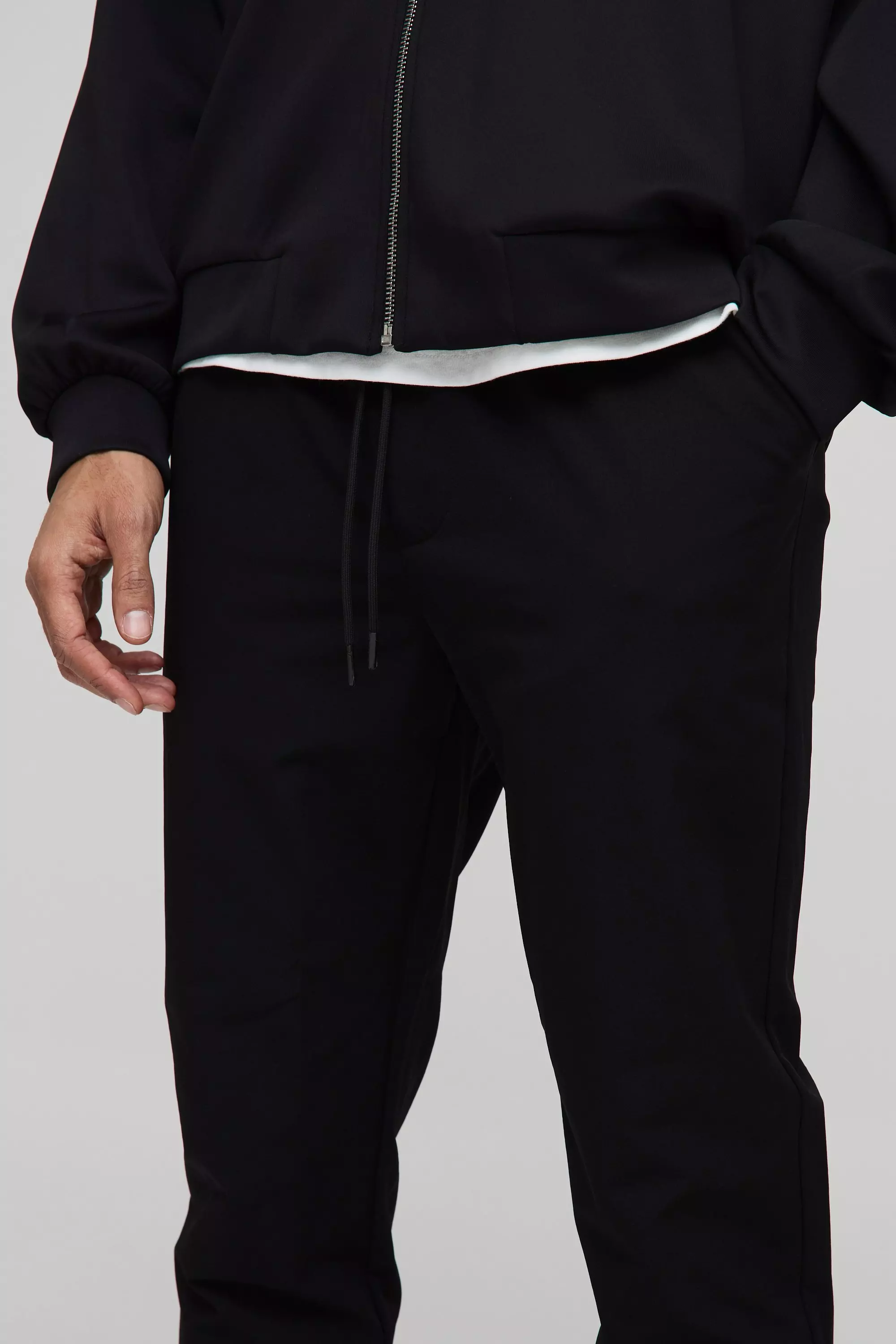 Black Elasticated Waist Slim Fit Smart Pants alternative image