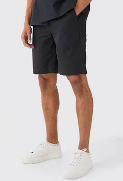 Comfort Waistband Linen Blend Smart Shorts Black