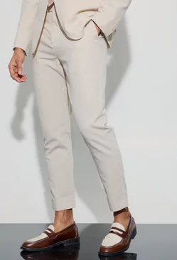 Mix & Match Linen Blend Tailored Tapered Trousers Natural