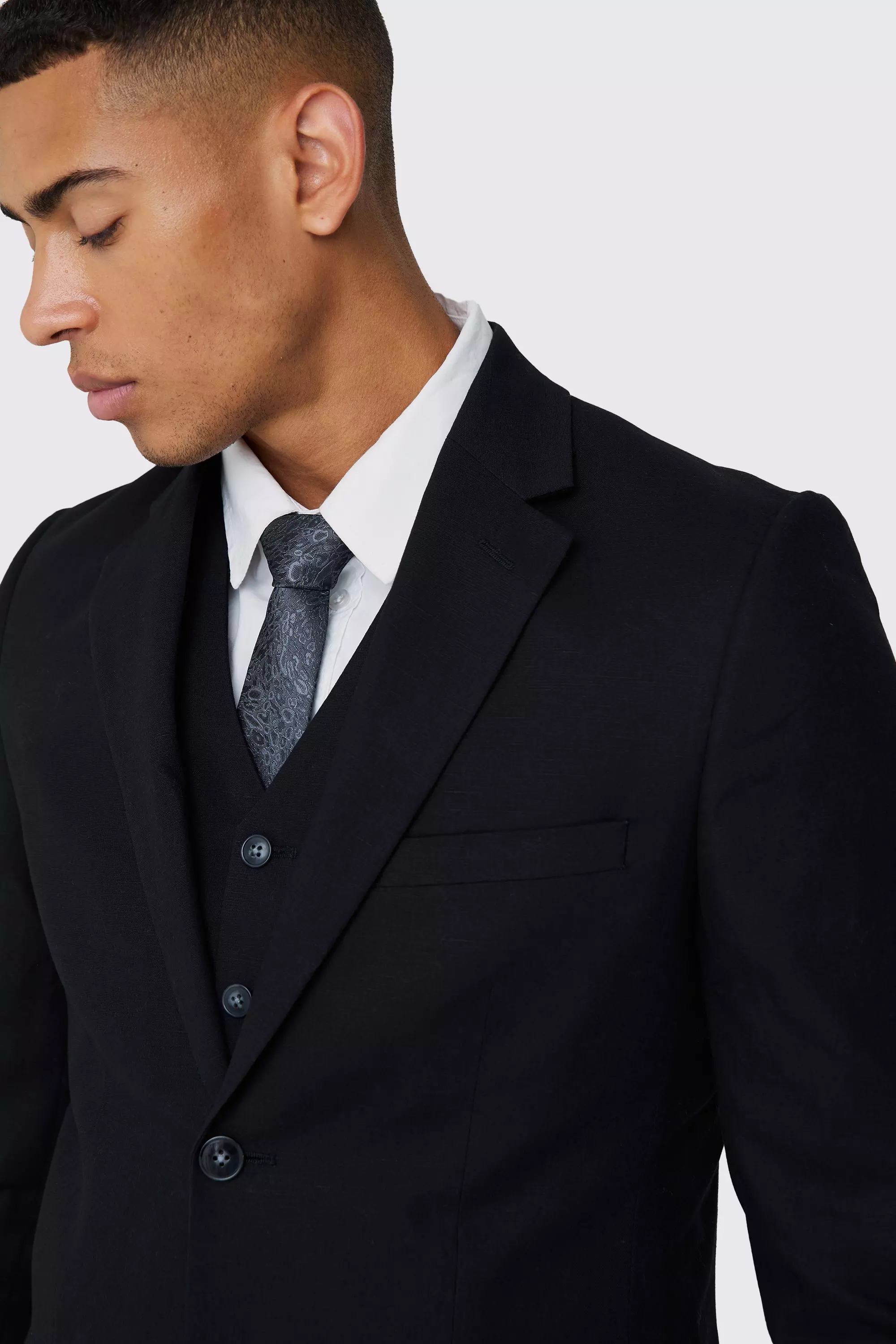 Mix Match Linen Blend Slim Fit Blazer boohooMAN